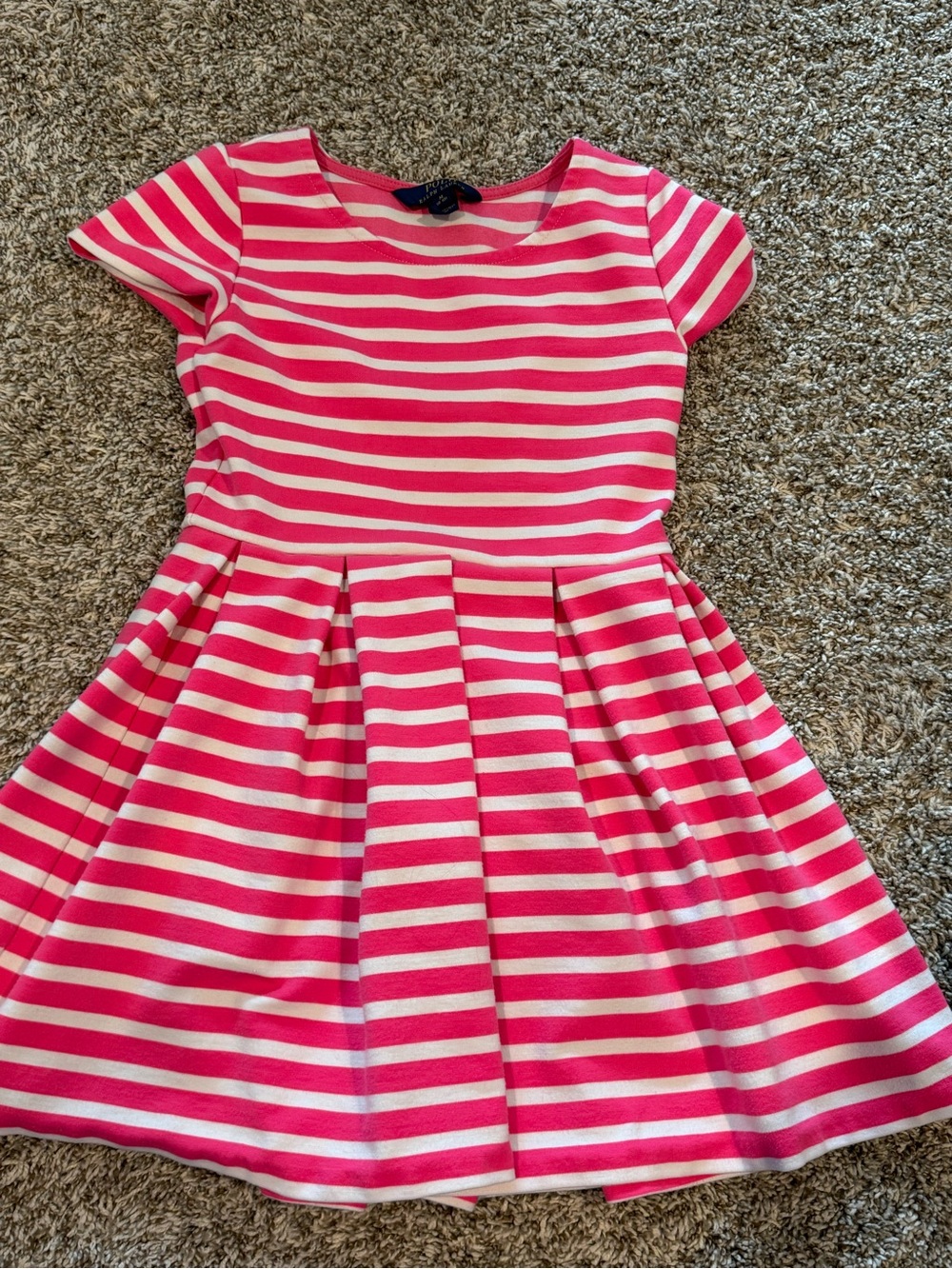 Polo by Ralph Lauren Girls' Hot Pink and White Striped Knit Dress